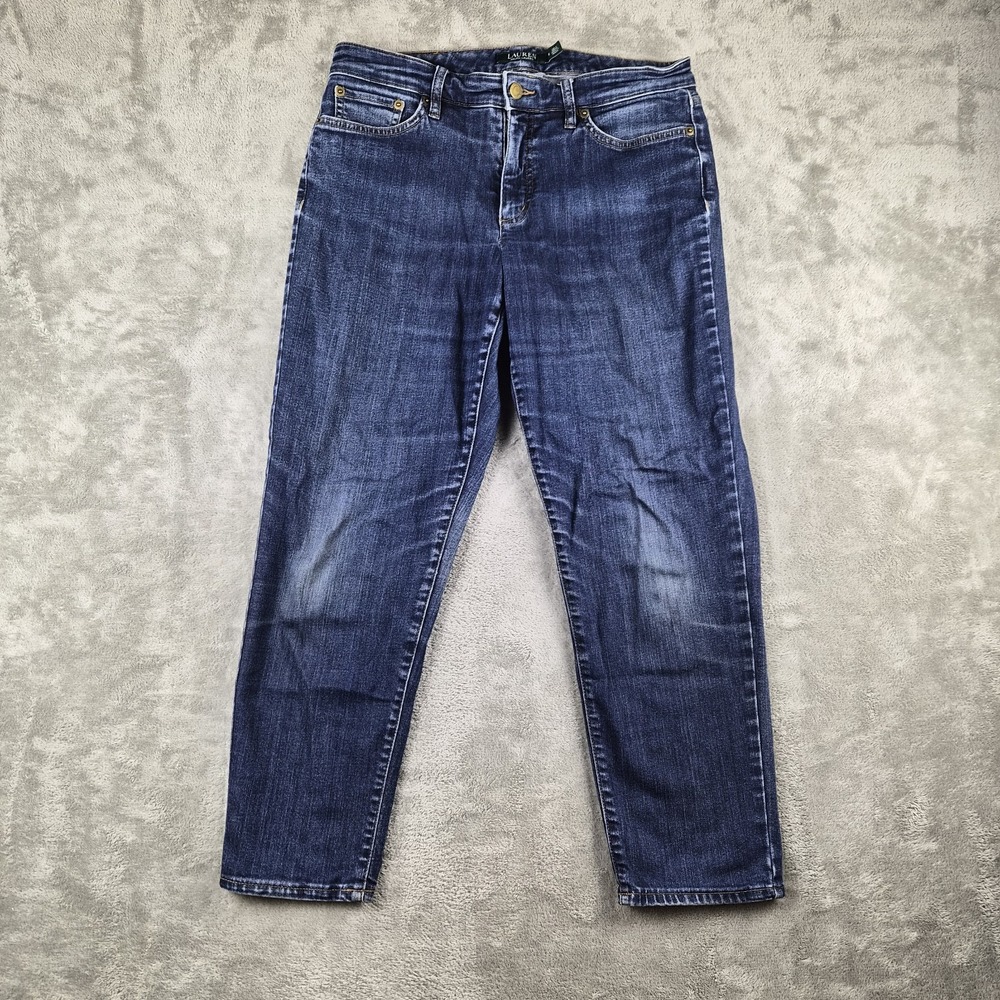 Lauren Jeans Co Jeans Womens 8 Blue Denim Dark Wash Bootcut Stretch 5 Pocket Y2K
